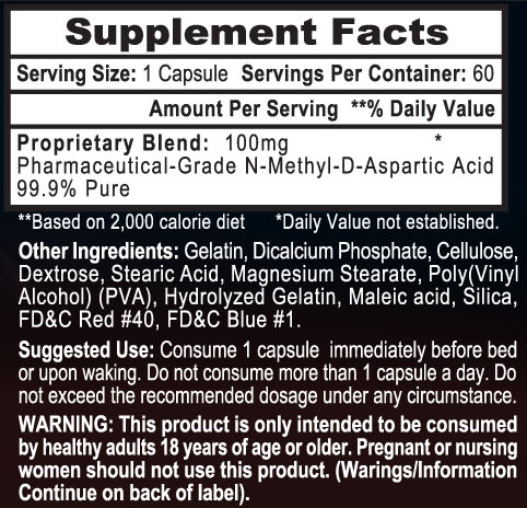 NMDA 100 Supplement Facts