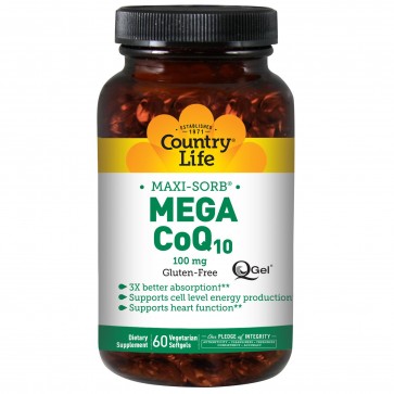 Country Life- Maxi-Sorb Coenzyme Mega CoQ10 (100mg) 60 Softgels