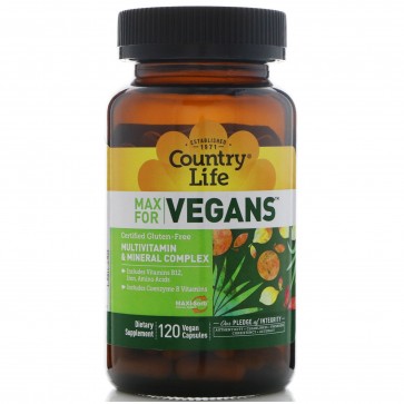Country Life Max for Vegans 120 Vegan Capsules