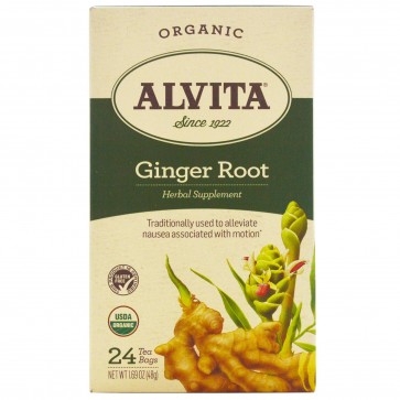 Alvita Teas Organic Ginger Root Tea Caffeine Free 24 Tea Bags 1.69 oz (48 g)