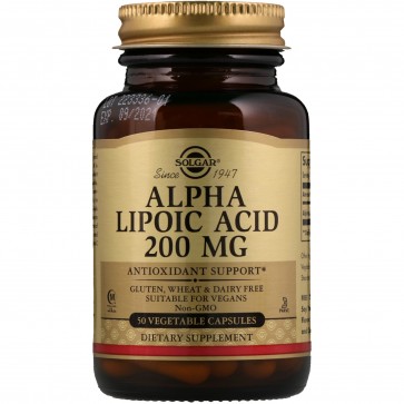 Solgar Alpha Lipoic Acid 200 mg 50 Vegetarian Capsules