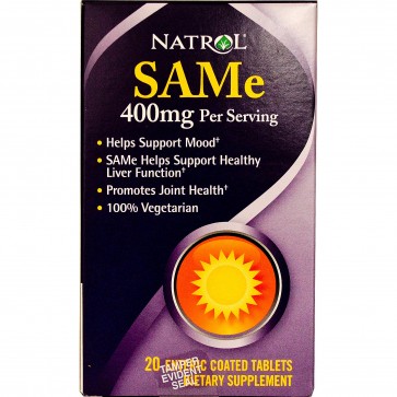 Natrol SAMe (S-Adenosyl-L-Methionine) 400 mg 20 Enteric Coated Tablets