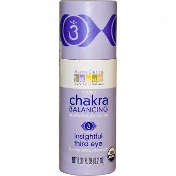 Aura Cacia, Organic Chakra Balancing Aromatherapy Roll-On, Insightful Third Eye, 0.31 fl oz (9.2 ml)