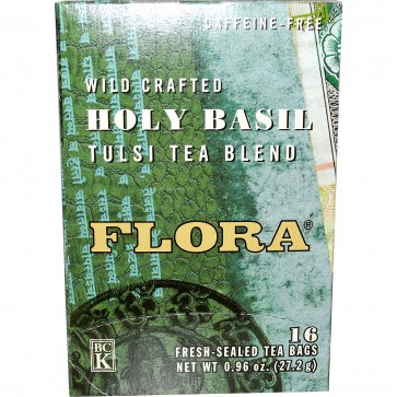 Flora Inc Holy Basil Tulsi Tea Blend Caffeine-Free 16 Tea Bags 0.96 oz (27.2 g)
