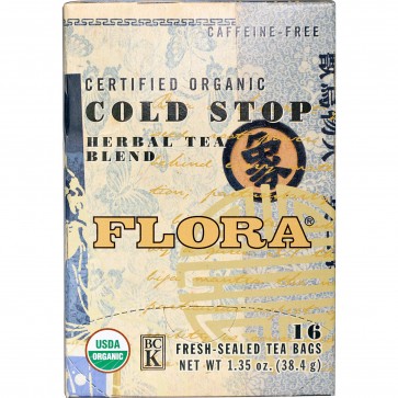 Flora Inc Certified Organic Cold Stop Tea Caffeine-Free 16 Tea Bags 1.35 oz (38.4 g)