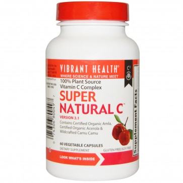 Vibrant Health Super Natural C 100% Plant Source Natural Vitamin C Complex 60 Vegetable Capsules