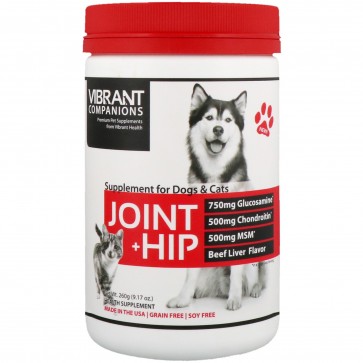 Vibrant Health Joint Hip Supplement for Dogs & Cats Beef Liver Flavor 257.26g