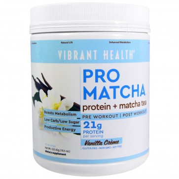 Vibrant Health Pro Matcha Protein + Matcha Tea Vanilla Creme 525.42 Grams