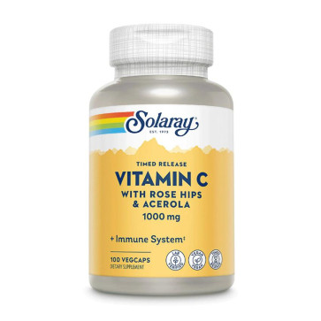 Solaray Timed-Release Vitamin C with Rose Hips + Acerola 1000 mg 100 Vegcaps