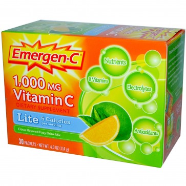 Alacer Emergen-C Lite Lemon Lime Immune System Strengthener 30 Packets