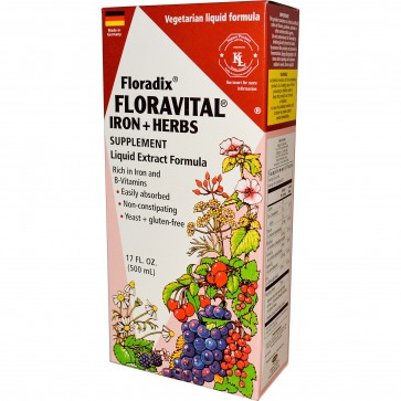 Flora Floradix Floravital Iron + Herbs Supplement Liquid 17 fl oz
