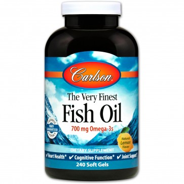 Carlson The Very Finest Fish Oil Natural Lemon Flavored 240 Softgels