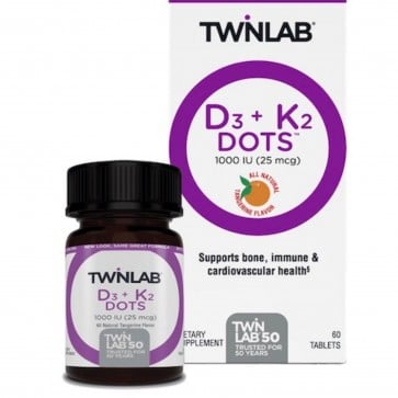 TwinLab Bone Support Formula, D3+K2 Dots, Tangerine, Tablets 60 tablets