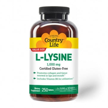 Country Life L-Lysine 1,000mg 250 Tablets | Sale at NetNutri.com