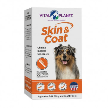 Vital Planet Skin & Coat 60 Chewable Tablets - NON-GMO, Gluten Free, Grain Free