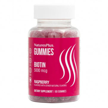 NaturesPlus Biotin 5000 mcg Raspberry 60 Gummies