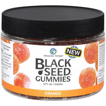 Black Seed Gummies 500mg Orange 60 Gummies | Amazing Herbs