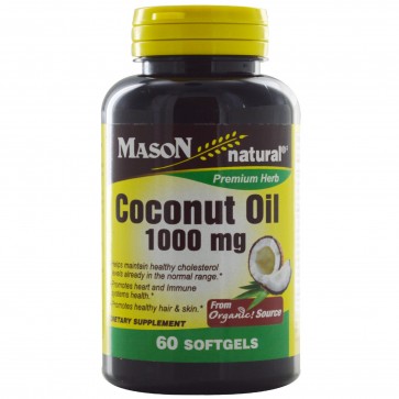 Mason Vitamins, Coconut Oil, 1000 mg, 60 Softgels 