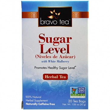 Bravo Tea Sugar Level (Blood Sugar) Herbal Tea Caffeine Free 20 Tea Bags