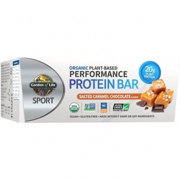 Garden of Life Sport Organic Plant-Based Performance Protein Bar Salted Caramel Chocolate (12 Bars)
