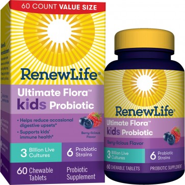 Renew Life Ultimate Flora Kids Probiotic 3 Billion Berry-licious 60 Chewable Tablets