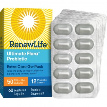 Renew Life Ultimate Flora Probiotic Extra Care Go-Pack 50 Billion 60 Vegetable Capsules