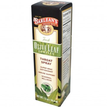 Barlean's Fresh Olive Leaf Complex Throat Spray Soothing Peppermint Flavor 1.5 oz