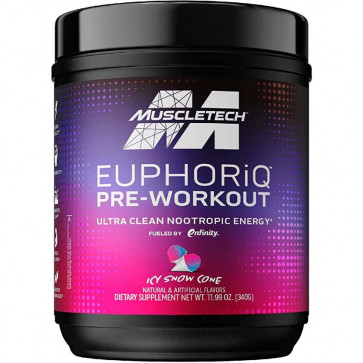 MuscleTech EuphoriQ Nootropic Energy Pre-Workout Icy Snow Cone 20 Servings