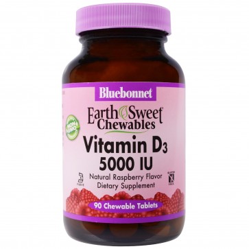 Bluebonnet Vitamin D3 5000 IU 90 Chewable Raspberry Flavor Tablets