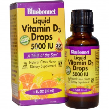 Bluebonnet Liquid Vitamin D3 Drops 5000 IU Citrus Flavor 1 fl oz 