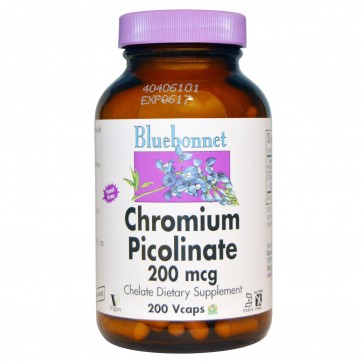 Bluebonnet Chromium Picolinate 200 mcg 200 Vegetable Capsules