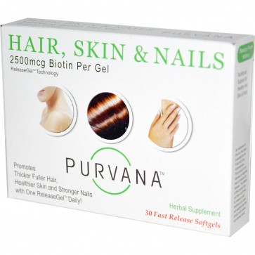 Wellgenix Purvana Hair Skin & Nails 2500 mcg, Fast Release Softgels- 30 Softgels