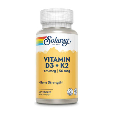 Solaray ビタミン D3 & K2 骨強度 60 ベジカプセル