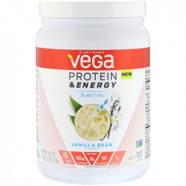 Vega Protein & Energy with 3g MCT Oil Vanilla Bean, 18 oz (510 g)