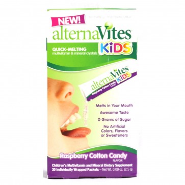 AlternaVites- Kids Quick Melting Multivitamins- Raspberry Cotton Candy 30 Packets