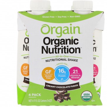 Orgain Organic Nutritional Shake Creamy Chocolate Fudge 11 oz - 4 Pack