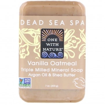 One With Nature - Dead Sea Mineral Bar Soap Pure Glycerin Vanilla Oatmeal Soap - 7 oz.