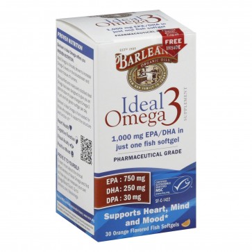Barlean's Ideal Omega 3 Orange Flavored 30 Softgels