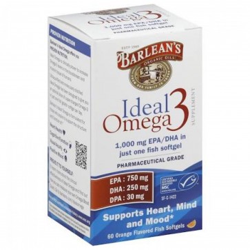 Barlean's Ideal Omega 3 Orange Flavored 60 Softgels 