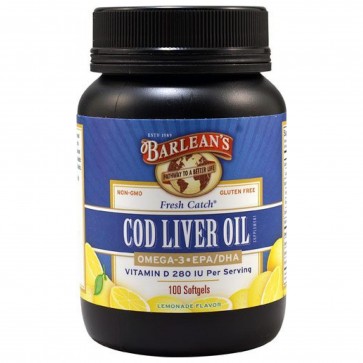 Barlean's Cod Liver Oil 1000 mg Lemonade Flavor 100 softgels