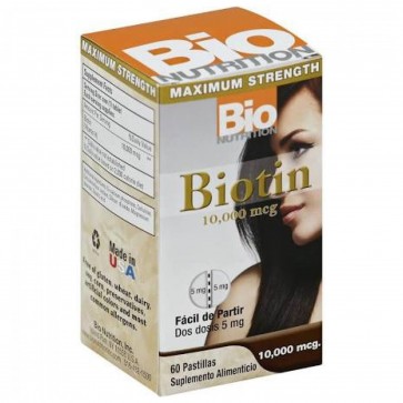 Bio Nutrition Biotin 10,000 mcg. 60 Easy Snap Tablets