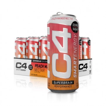Cellucor C4 Smart Energy Carbonated Peach Mango Nectar Case 16 fl oz (12 Cans)