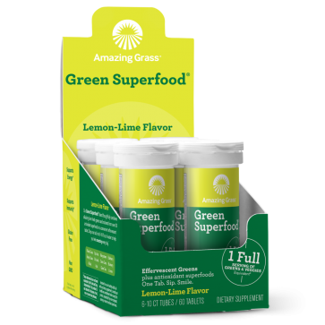 Amazing Grass Green Superfood Effervescent Greens Lemon-Lime Flavor 6 10ct Tubes