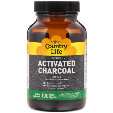 Country Life Activated Charcoal 260 mg (4 g) 100 Capsules