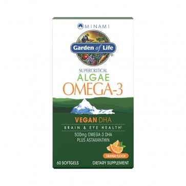 Garden of Life Supercritical Algae Omega-3 Vegan DHA Orange Flavor 60 Softgels