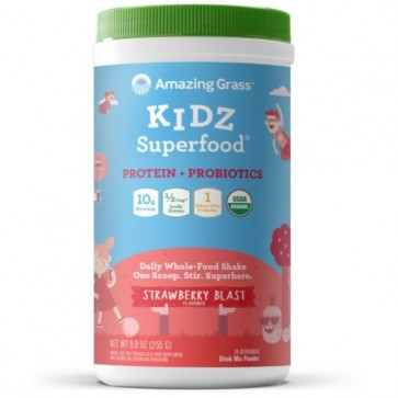Amazing Grass Kidz Protein + Probiotics Strawberry Blast 15 servings 8.9 oz 