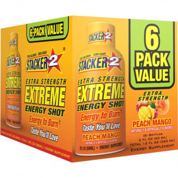 Stacker2 Extra Strength Extreme Energy Shot Peach Mango (6 Pack)