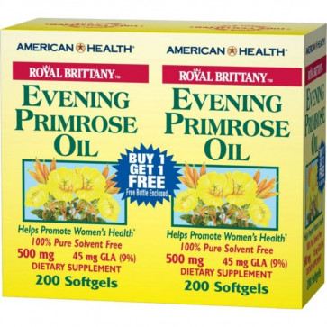 American Health, Royal Brittany, Evening Primrose Oil, 500 mg, 2 Bottles, 200 Softgels Each