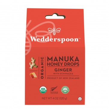 Wedderspoon Organic Manuka Honey Drops Ginger With Bee Propolis