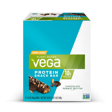 Vega Plant Based Protein Snack Bar Chocolate Peanut Butter Box of 12 Bars